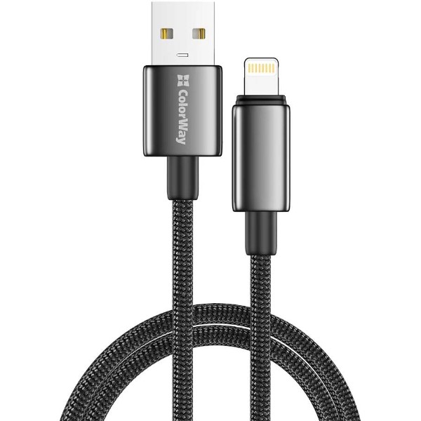 Фото - Кабель Colorway USB - Apple Lightning (zinc alloy braided) 3А 1м Black (CW-CBUL098-BK)